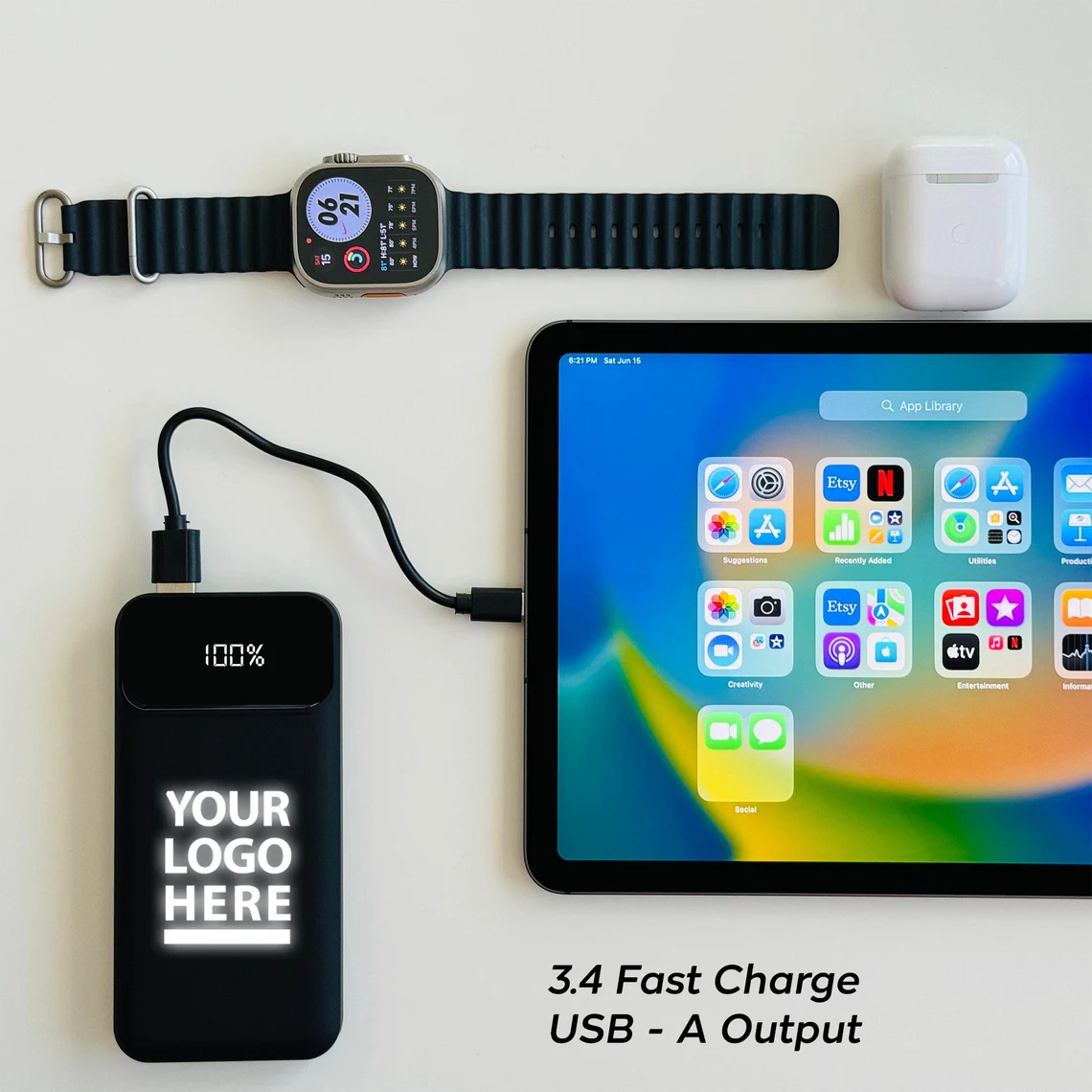 Custom logo/name Company Gift Personalized Charger, Customized Gift Powerbank, Personalized iPhone Charger, Promotional Powerbank Cambodia