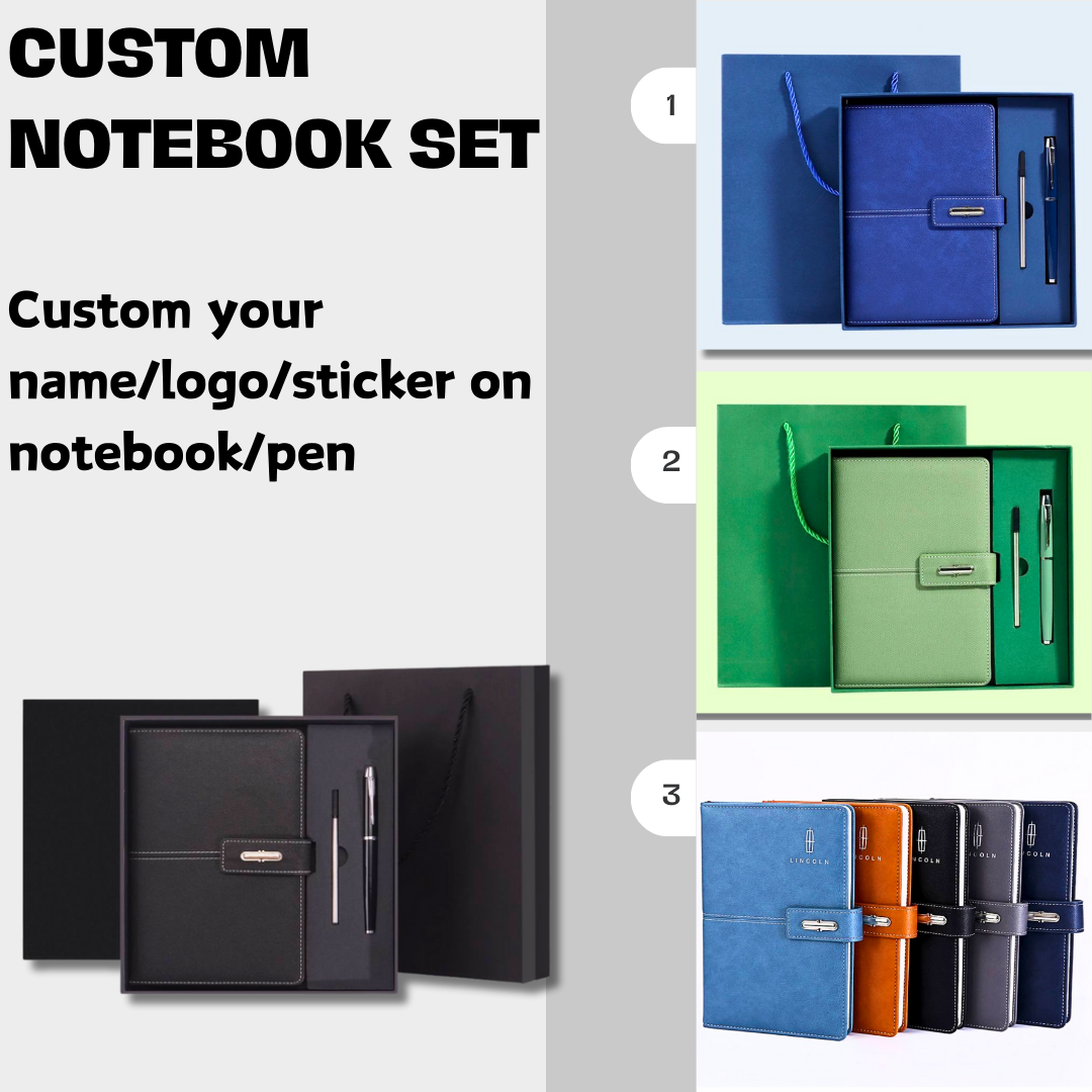 Personalized Leather Notebook Set, Custom Gift Set, Engraved Notebook, Corporate Gifts, Custom Graduation Gifts, Appreciation Gift Cambodia
