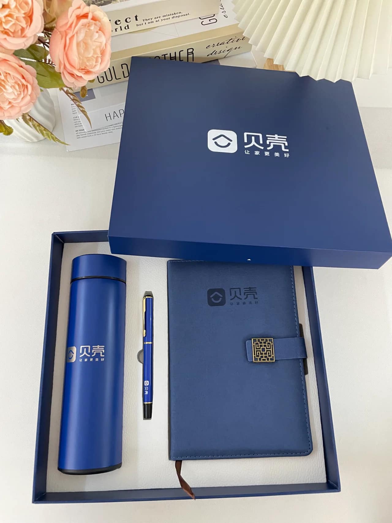 Custom your logo/name/sticker notebook pen bottle set Cambodia