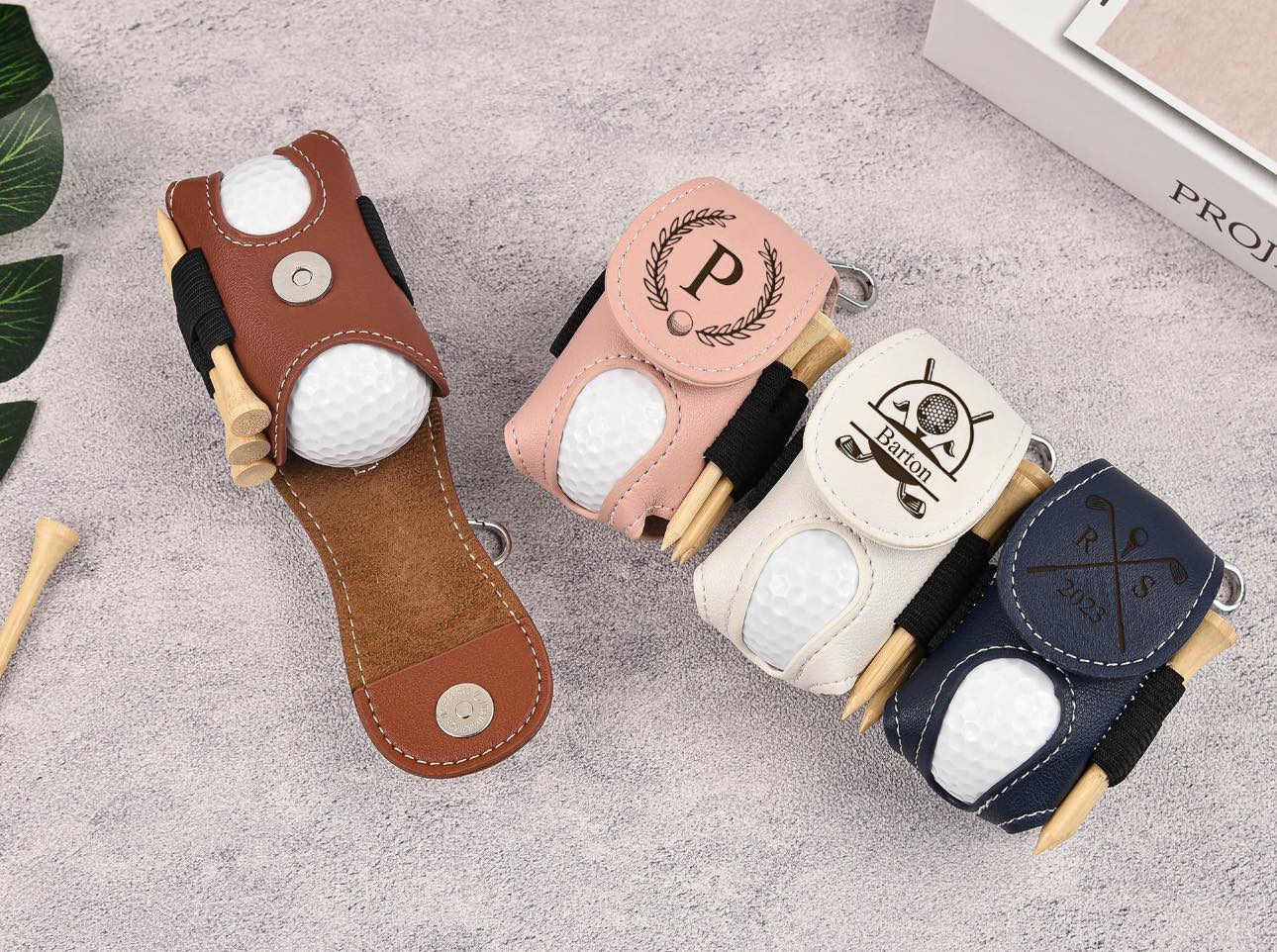 Custom your name /logo Golf Ball Bag, Stylish Pouch for Golf Balls, Tees Holder, Mini Golf Ball Holder, Leather Golf Travel Bag, Great Golf Gifts Cambodia