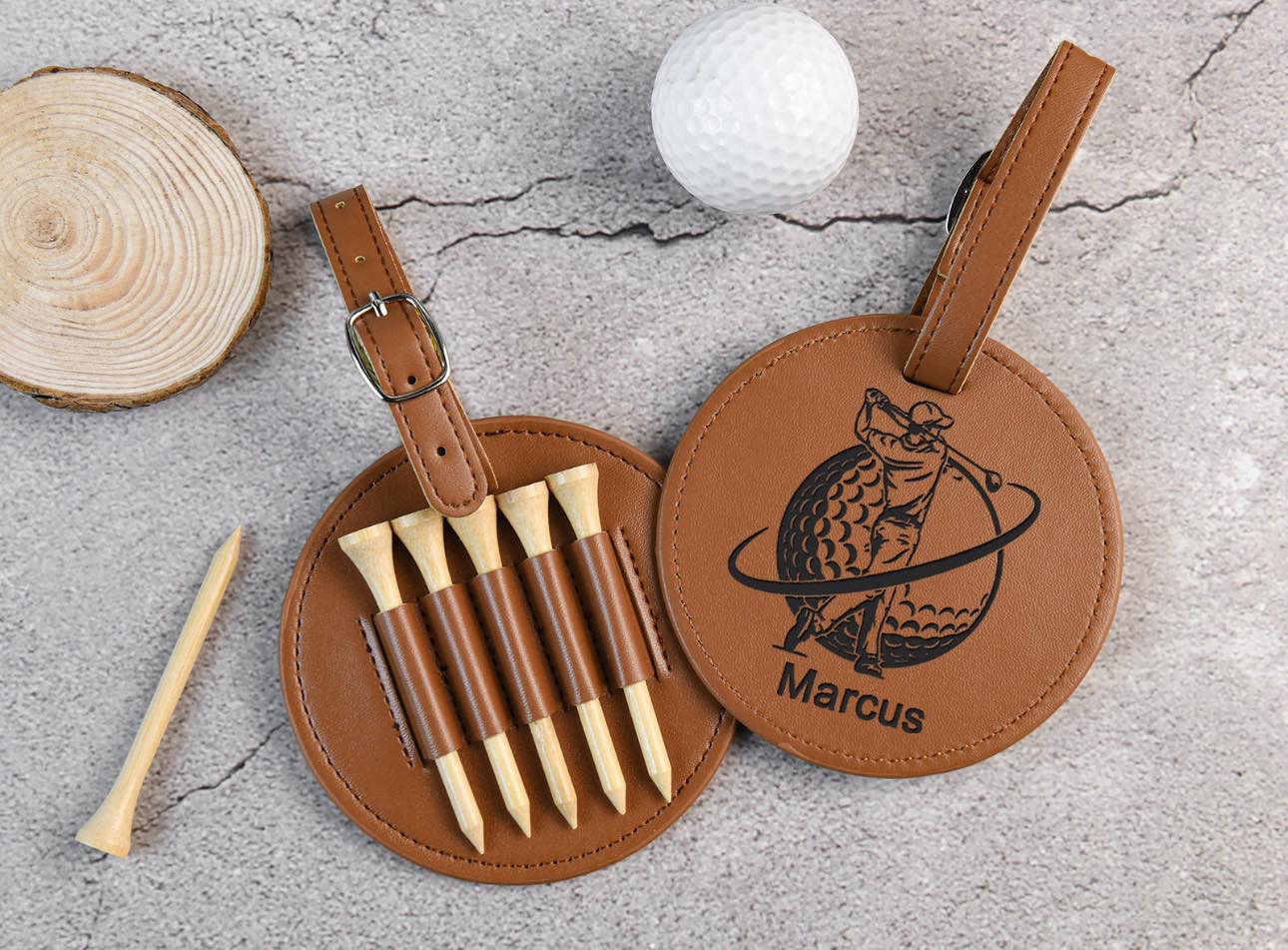 Customize Personalized Golf Tag, Leather Golf Bag Tag with Tees,Engraved Golf Tee Holder,Custom Golf Accessories,Gifts for Grandpa, Dad Birthday Gift Cambodia