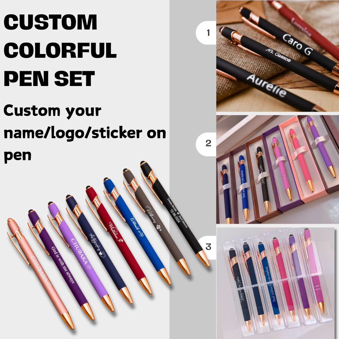 Custom logo/name/sticker colorful pen with gift box Cambodia
