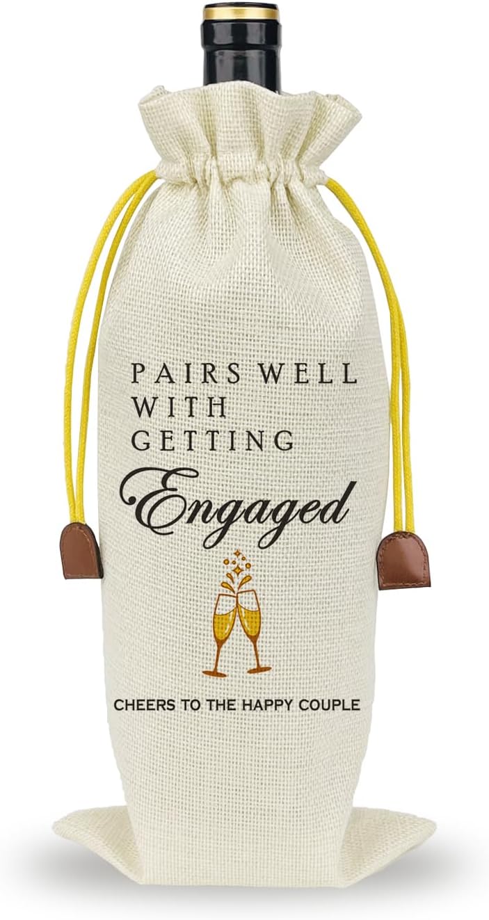 Wedding Wine Bag Engagement Gifts for New Couples, Mr and Mrs Marriage Wedding Gifts, Honeymoon Gifts, Wine Champagne Gift Bag With Drawstring, Getting Engaged Cambodia