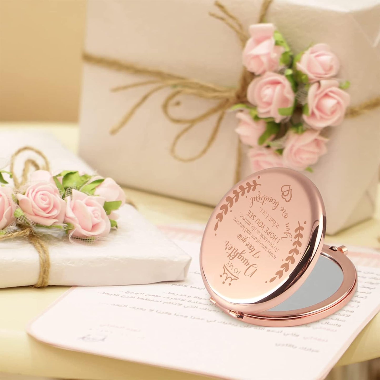 Daughter Gift from Mom, Birthday Gifts for Daughter Adult,Gifts for Daughters from Mothers,Graduation Gifts Daughter Wedding Gift from Mom to My Daughter Makeup Compact Mirror Cambodia
