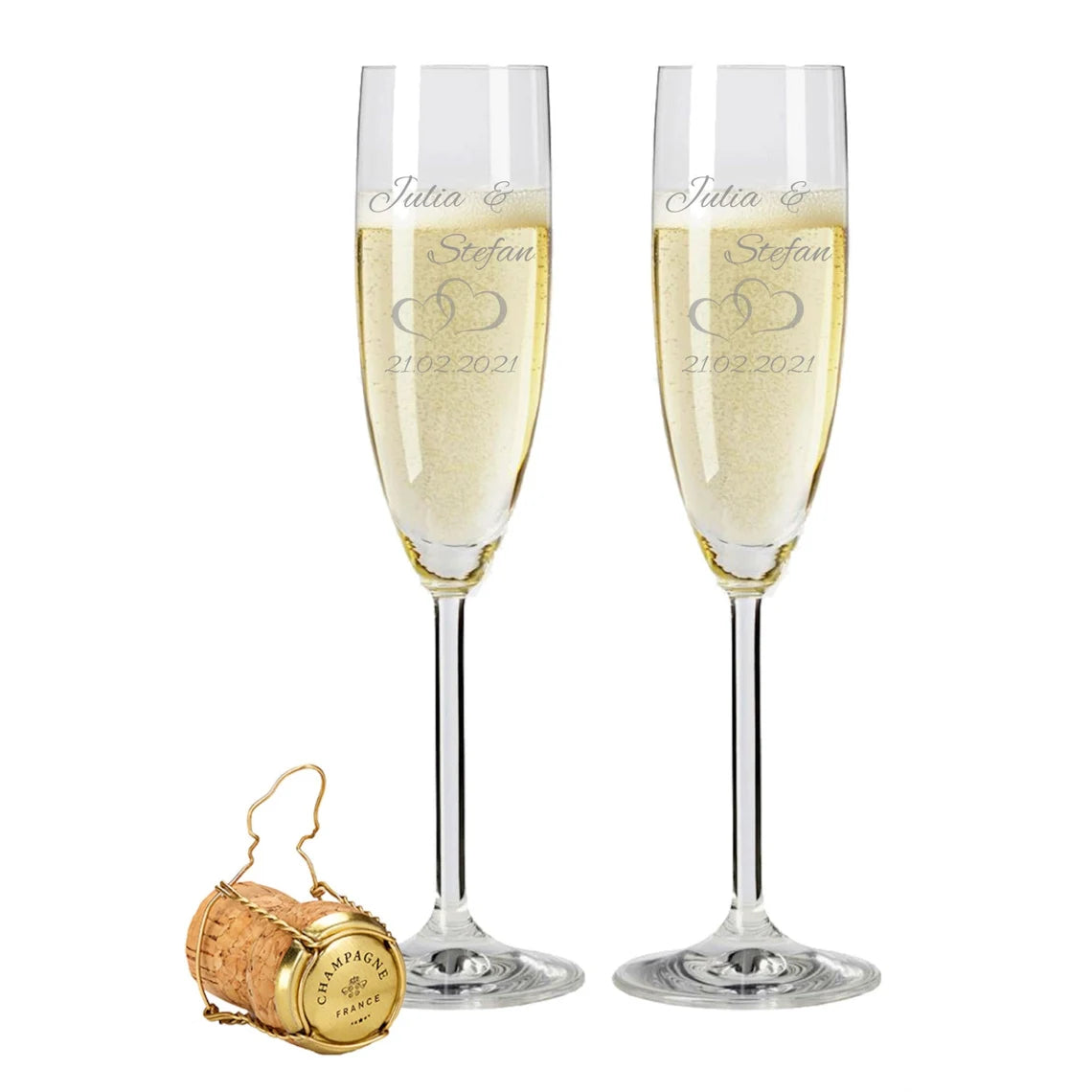 Pearhead Mr. & Mrs. Champagne Flute Set - Elegant His and Hers Wedding Toasting Glasses for Unforgettable Celebrations, Bridal Shower and Registry Idea, Tall Wine Glasses for Bride and Groom Cambodia