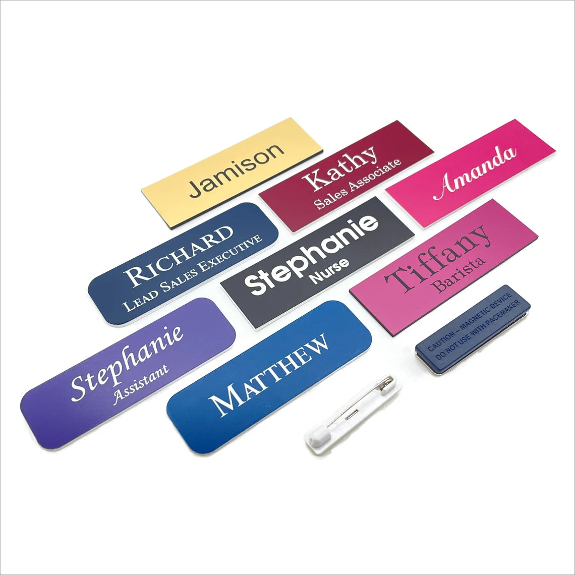 1X3 Employee Personalized Name Tag Badge Pin or Magnet Attachment Customized Identification Engraved Cambodia