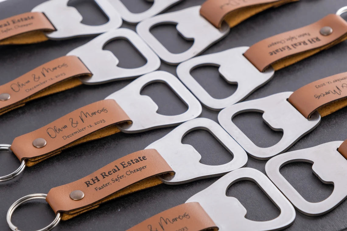 Corporate gifts for clients, Logo corporate gifts, Leather keychains bottle openers with your logo and phrase, Sold in bulk Cambodia