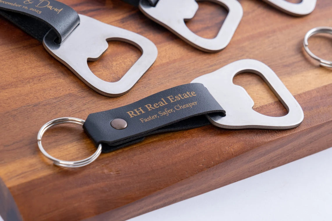 Corporate gifts for clients, Logo corporate gifts, Leather keychains bottle openers with your logo and phrase, Sold in bulk Cambodia