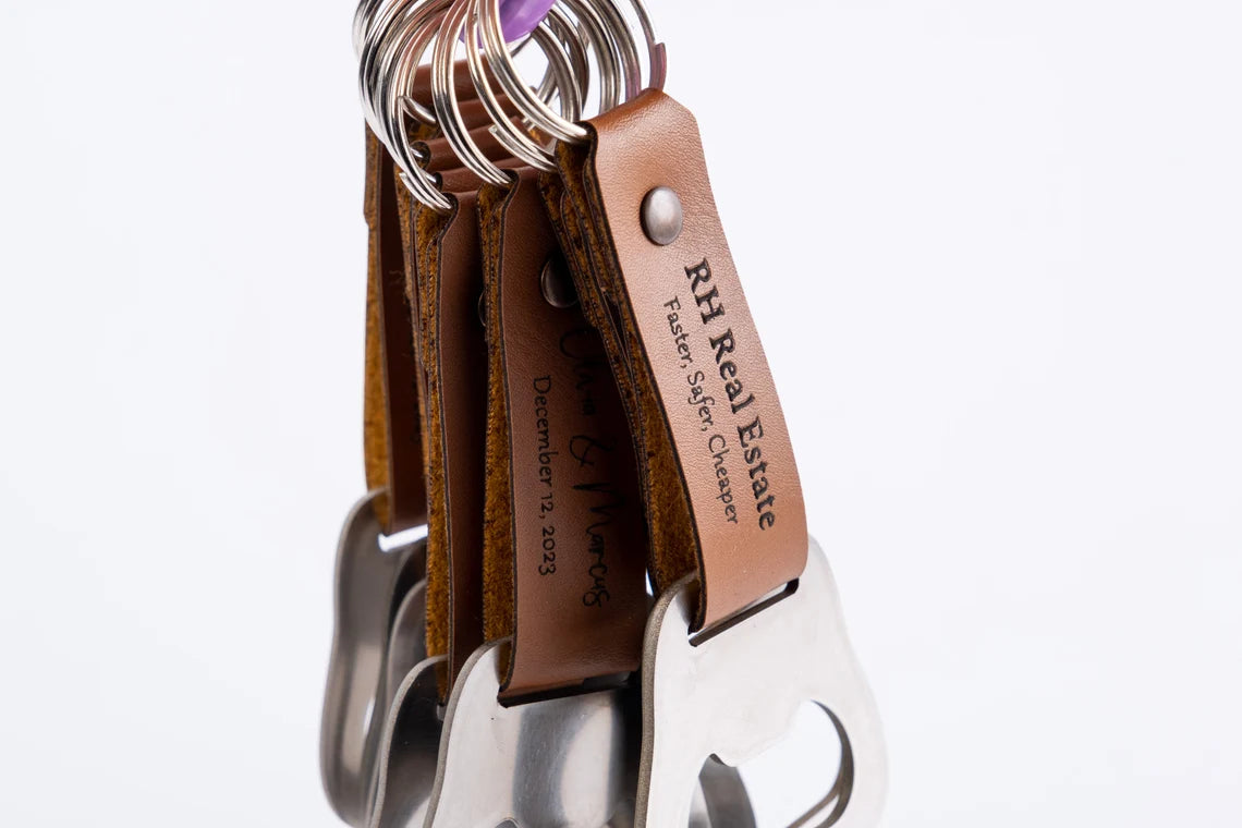 Corporate gifts for clients, Logo corporate gifts, Leather keychains bottle openers with your logo and phrase, Sold in bulk Cambodia
