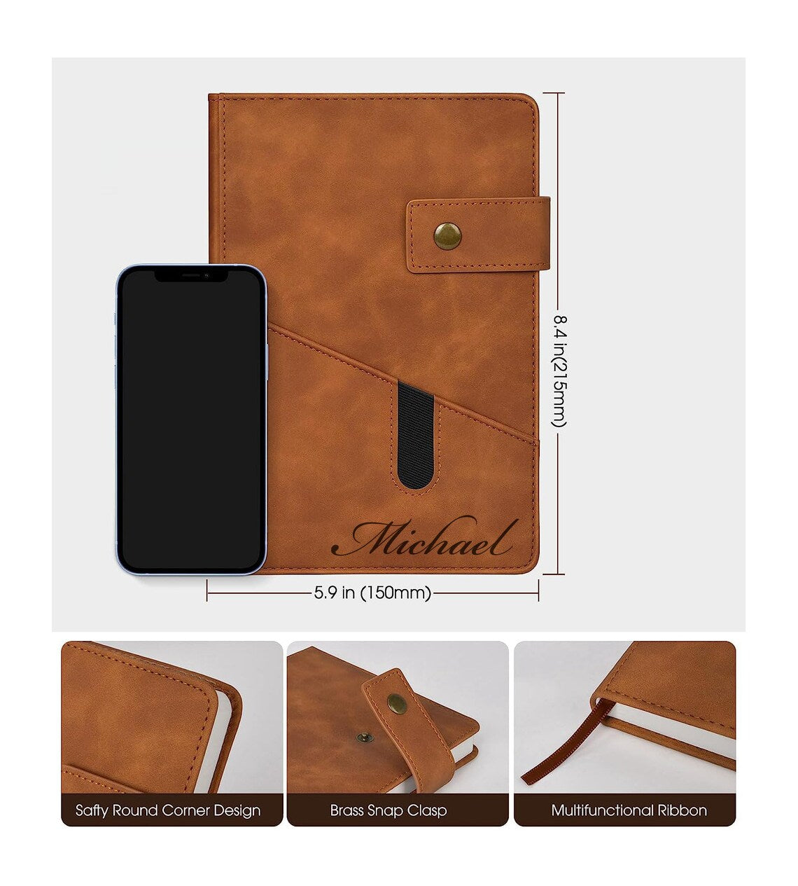 Personalized LEATHER JOURNAL for Men Women Notebook Cover Custom Engraved Gifts for Dad Mom Him Her Travel Graduation Teacher Birthday Cambodia