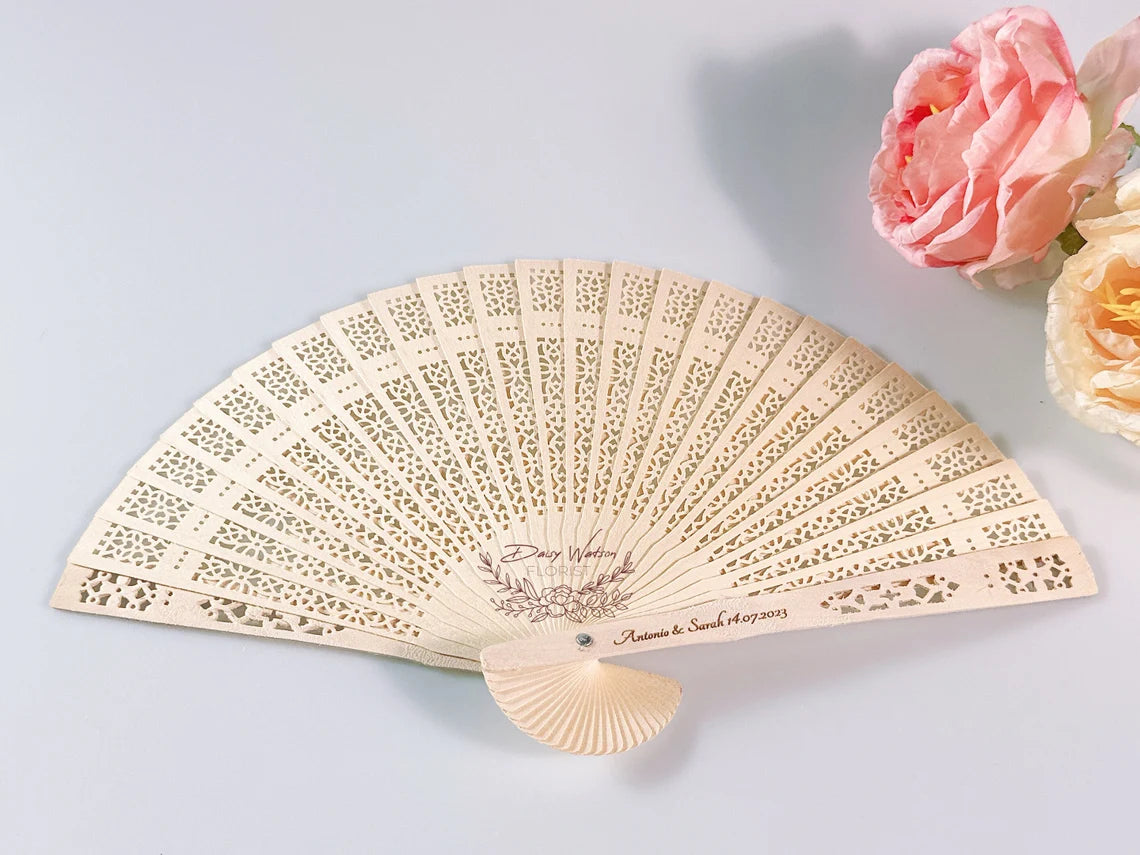 Personalized Sandalwood Wedding Fans, Custom Wedding Fans Wedding Party Favor,Monogram Hand Fans,Beach Summer Wooden Fans,Bridesmaid Fans Cambodia