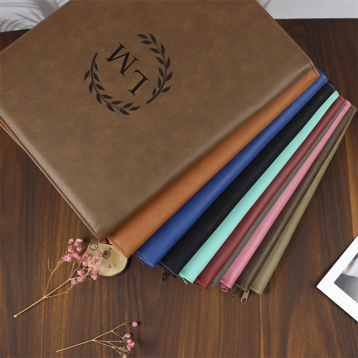 Personalized Refillable Portfolio, Custom Portfolio With Zipper, Custom Leather Portfolio, Personalized Padfolio, Business Gift, Phd Gift Cambodia
