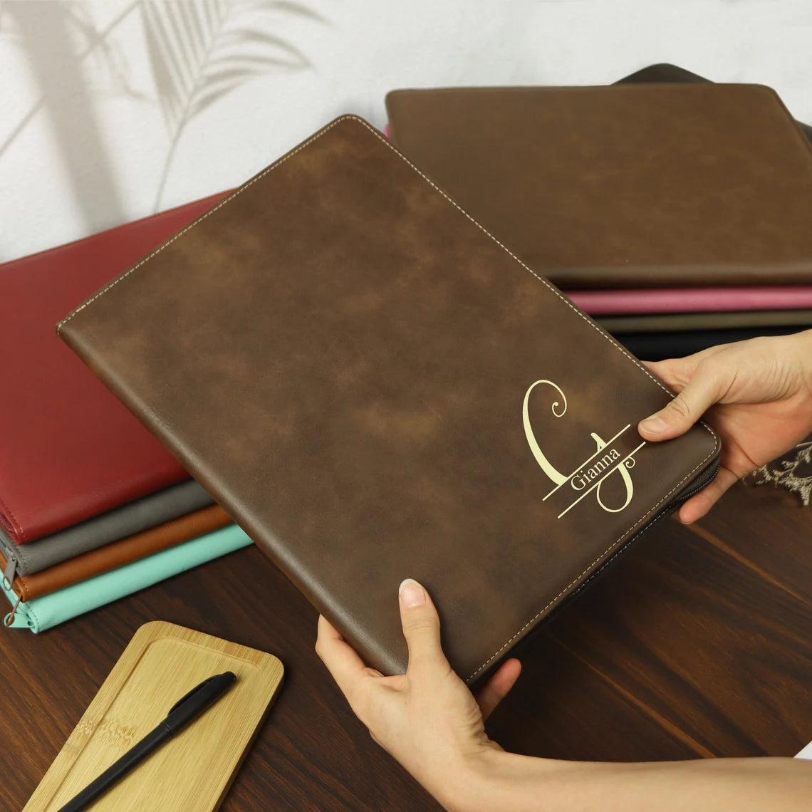 Personalized Refillable Portfolio, Custom Portfolio With Zipper, Custom Leather Portfolio, Personalized Padfolio, Business Gift, Phd Gift Cambodia