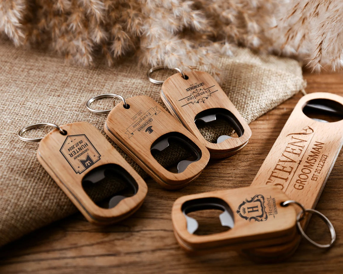 Engraved groomsmen wedding gifts wooden bottle opener, Handcrafted wooden personalized bottle opener, Wooden bottle opener for best men Cambodia