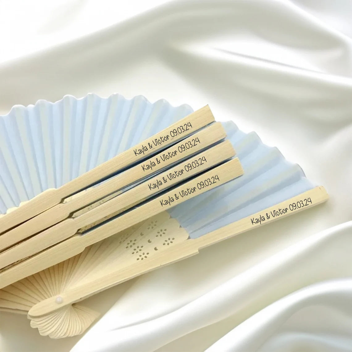 White Fabric Fan,Grade A Bamboo Ribs Wedding ,Party Favour Handheld Fan,Cambodia