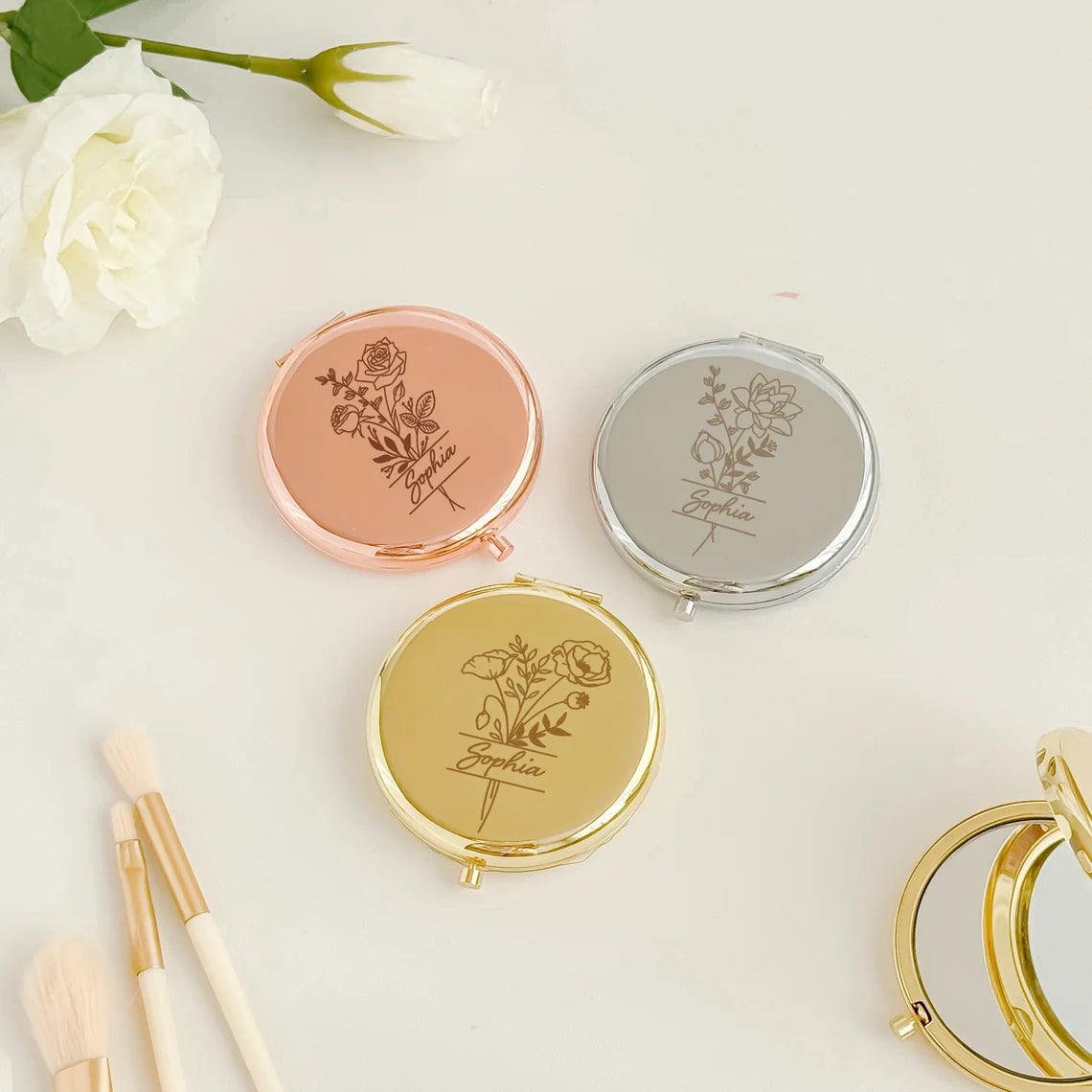 Personalized Compact Mirror, Custom Name Gift, Bridesmaid Gifts,wedding gift, Bridal Shower Gifts, Wedding Gifts, Engraved Pocket Mirror for Mother Cambodia