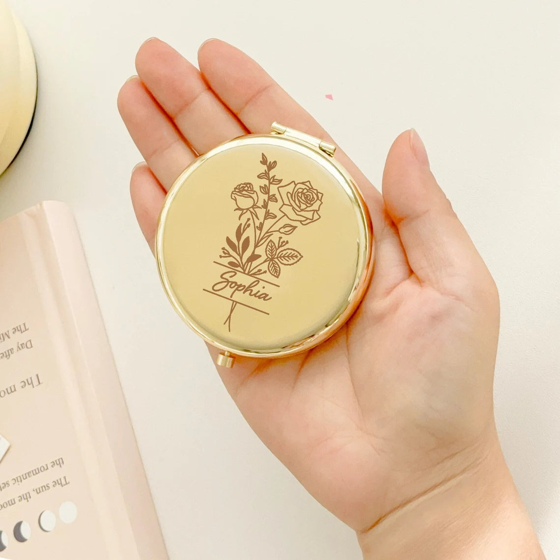 Personalized Compact Mirror, Custom Name Gift, Bridesmaid Gifts,wedding gift, Bridal Shower Gifts, Wedding Gifts, Engraved Pocket Mirror for Mother Cambodia