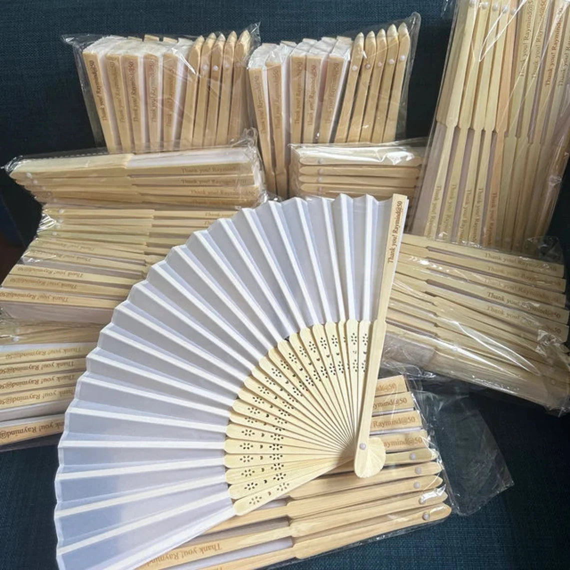 White Fabric Fan,Grade A Bamboo Ribs Wedding ,Party Favour Handheld Fan,Cambodia
