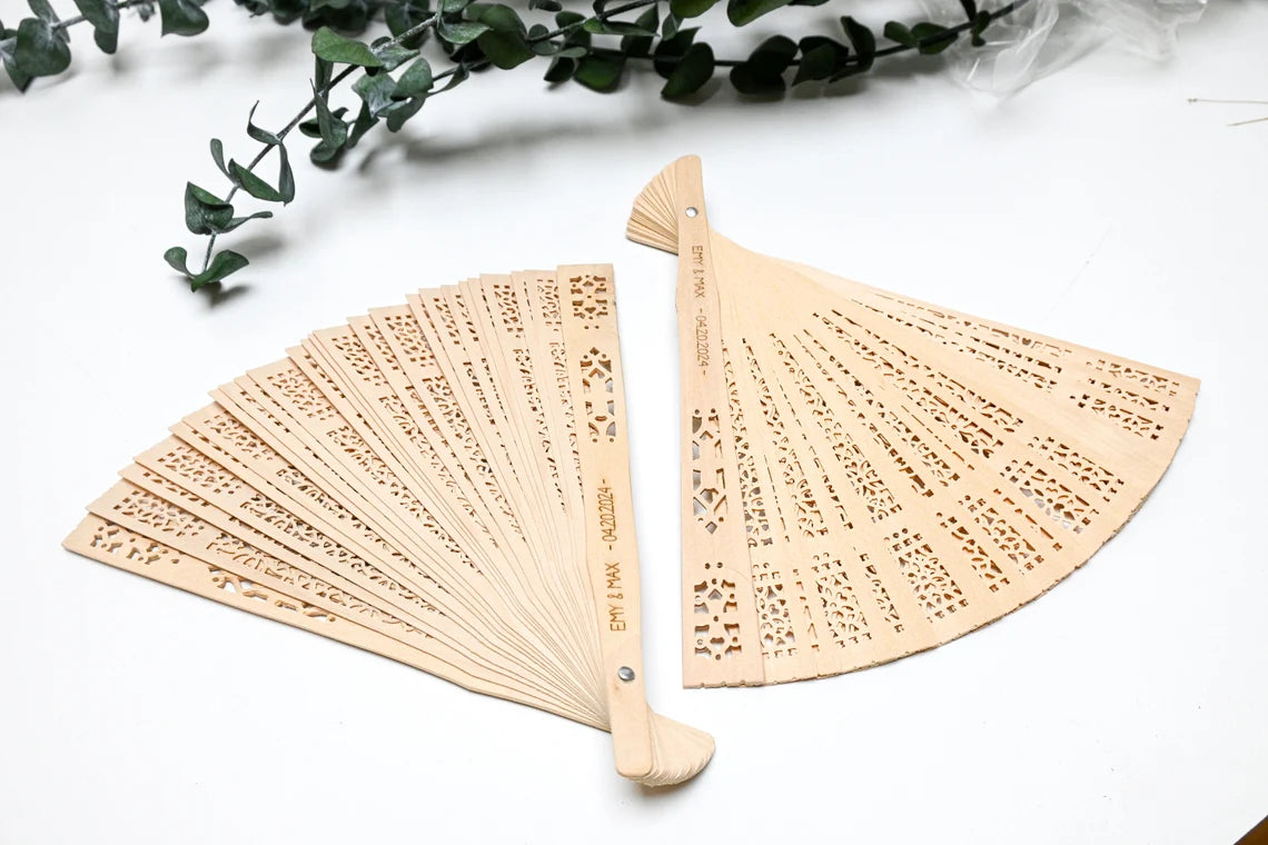 Personalized Sandalwood Wedding Fans, Custom Wedding Fans Wedding Party Favor,Monogram Hand Fans,Beach Summer Wooden Fans,Bridesmaid Fans Cambodia