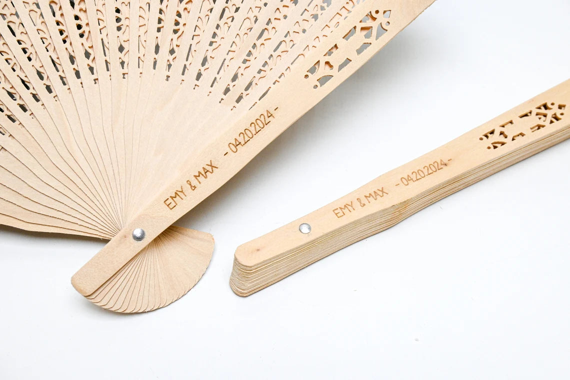 Personalized Sandalwood Wedding Fans, Custom Wedding Fans Wedding Party Favor,Monogram Hand Fans,Beach Summer Wooden Fans,Bridesmaid Fans Cambodia