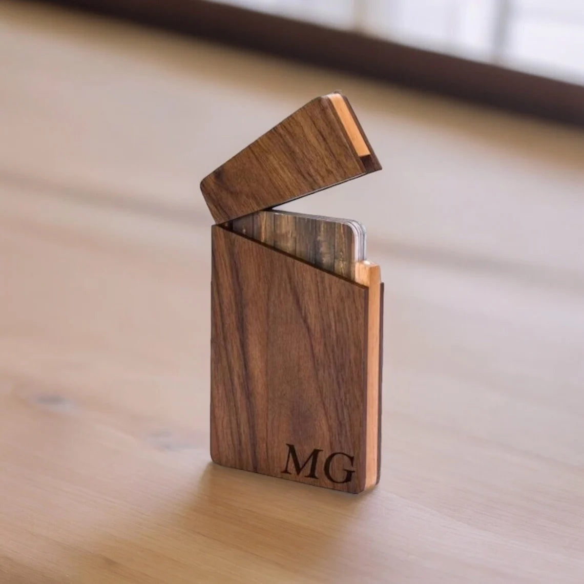 Personalized BUSINESS CARD HOLDER Case Custom Engraved Wood Corporate Gifts for Him Dad Boyfriend Men Her Women Mom Office Birthday Cambodia