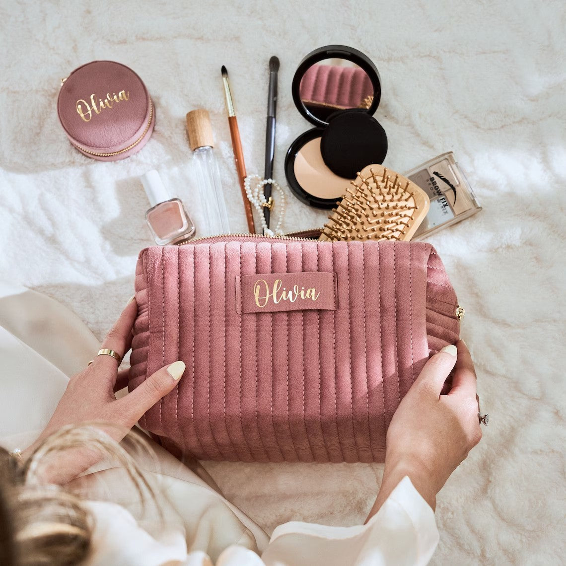 Custom Makeup Bag, Bridal Shower Gift, Personalised Bridesmaid Gifts, Wedding Gift, Travel Toiletry Bag, Cosmetic Bag, Birthday Gift for Her Cambodia