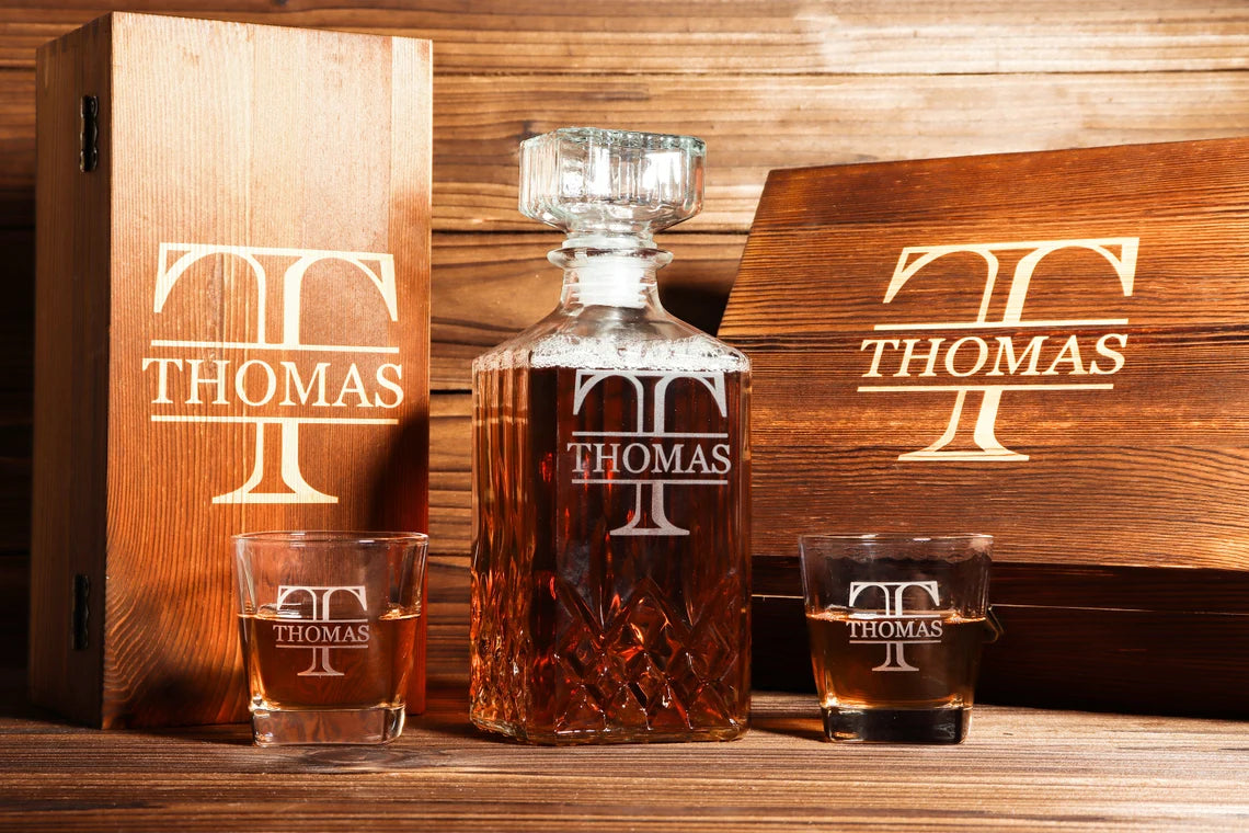 Personalized Whiskey Decanter, Custom Decanter with Wooden Gift Box, Engraved Decanter, Groomsman Gifts, Gifts for Dad, Gifts for Him Cambodia