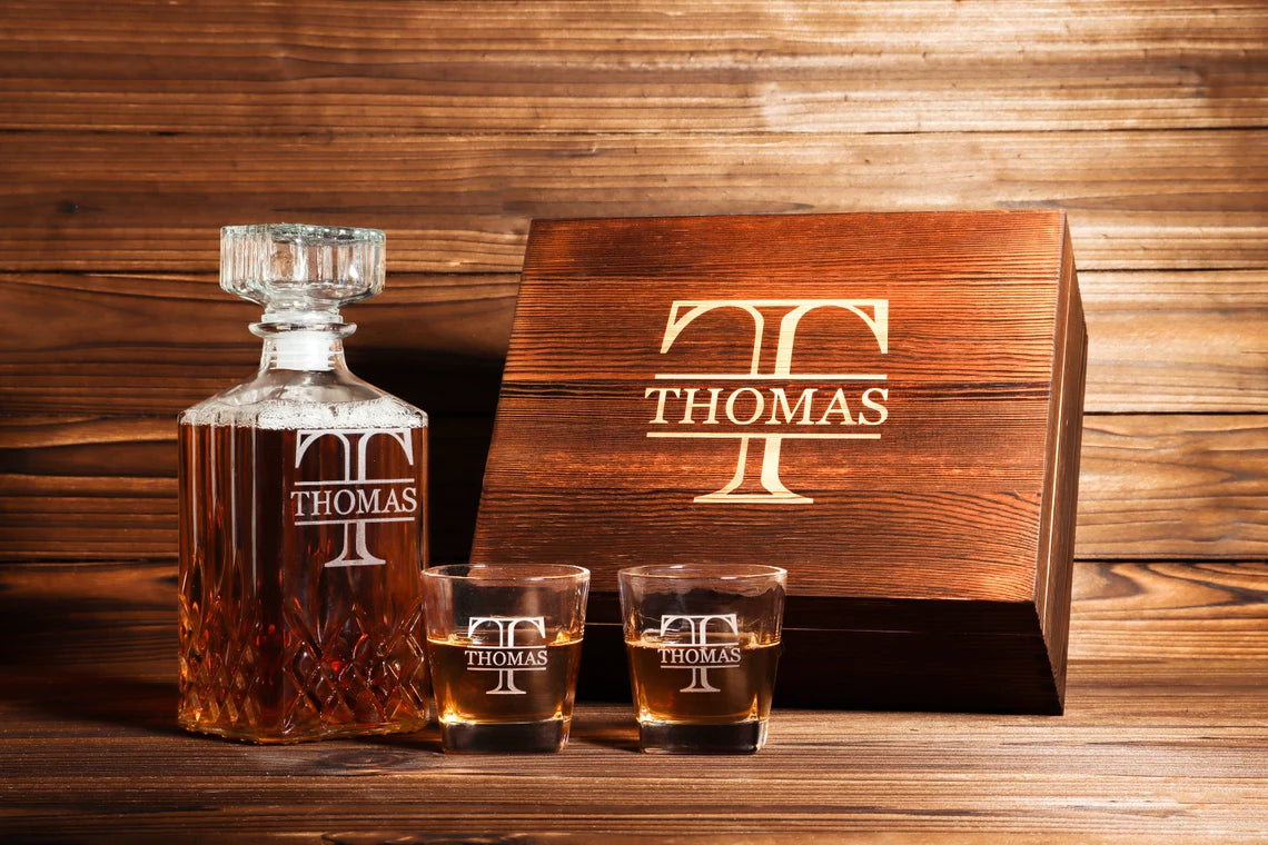 Personalized Whiskey Decanter, Custom Decanter with Wooden Gift Box, Engraved Decanter, Groomsman Gifts, Gifts for Dad, Gifts for Him Cambodia