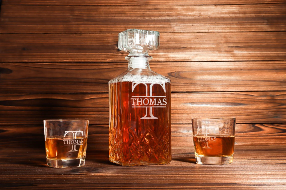 Personalized Whiskey Decanter, Custom Decanter with Wooden Gift Box, Engraved Decanter, Groomsman Gifts, Gifts for Dad, Gifts for Him Cambodia