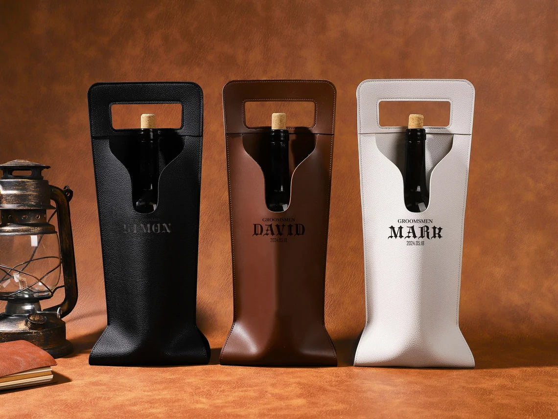 Custom PU Leather Engraved Wine Bag, Personalised Wine Holder, Personalized Wine Tote, Gifts for Wine Lovers, Housewarming Gift, Wedding Gift Cambodia