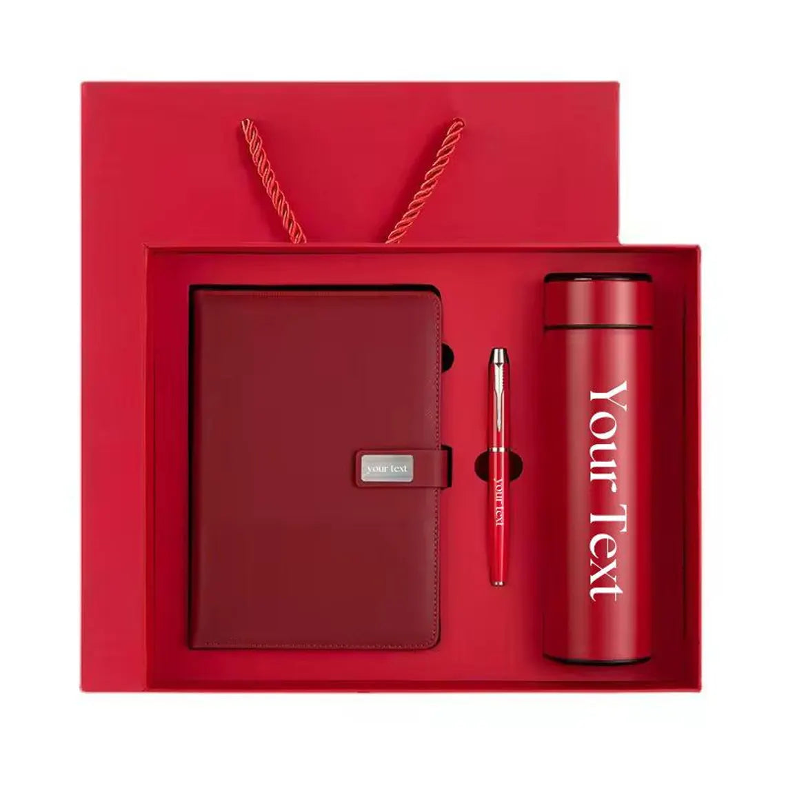 Personalized Luxury Gift Set: Leather Notebook, LED Thermos Flask & Pen for Corporate Gifts Cambodia