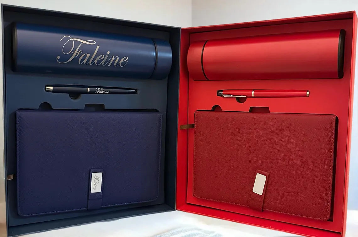 Personalized Luxury Gift Set: Leather Notebook, LED Thermos Flask & Pen for Corporate Gifts Cambodia