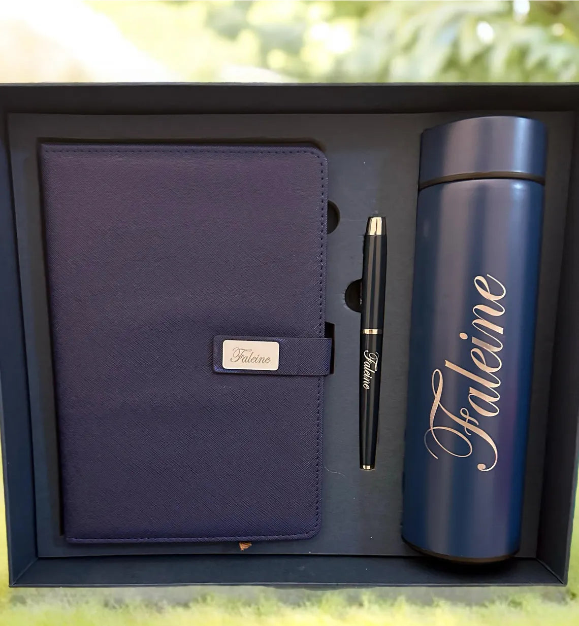 Personalized Luxury Gift Set: Leather Notebook, LED Thermos Flask & Pen for Corporate Gifts Cambodia
