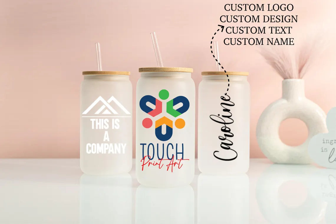 Personalized Picture Glass Cup, Corporate Gift Idea, Marketing Gift Glass Tumbler, Company Logo Iced Coffee Cup, Client Gift Glass Can Cambodia