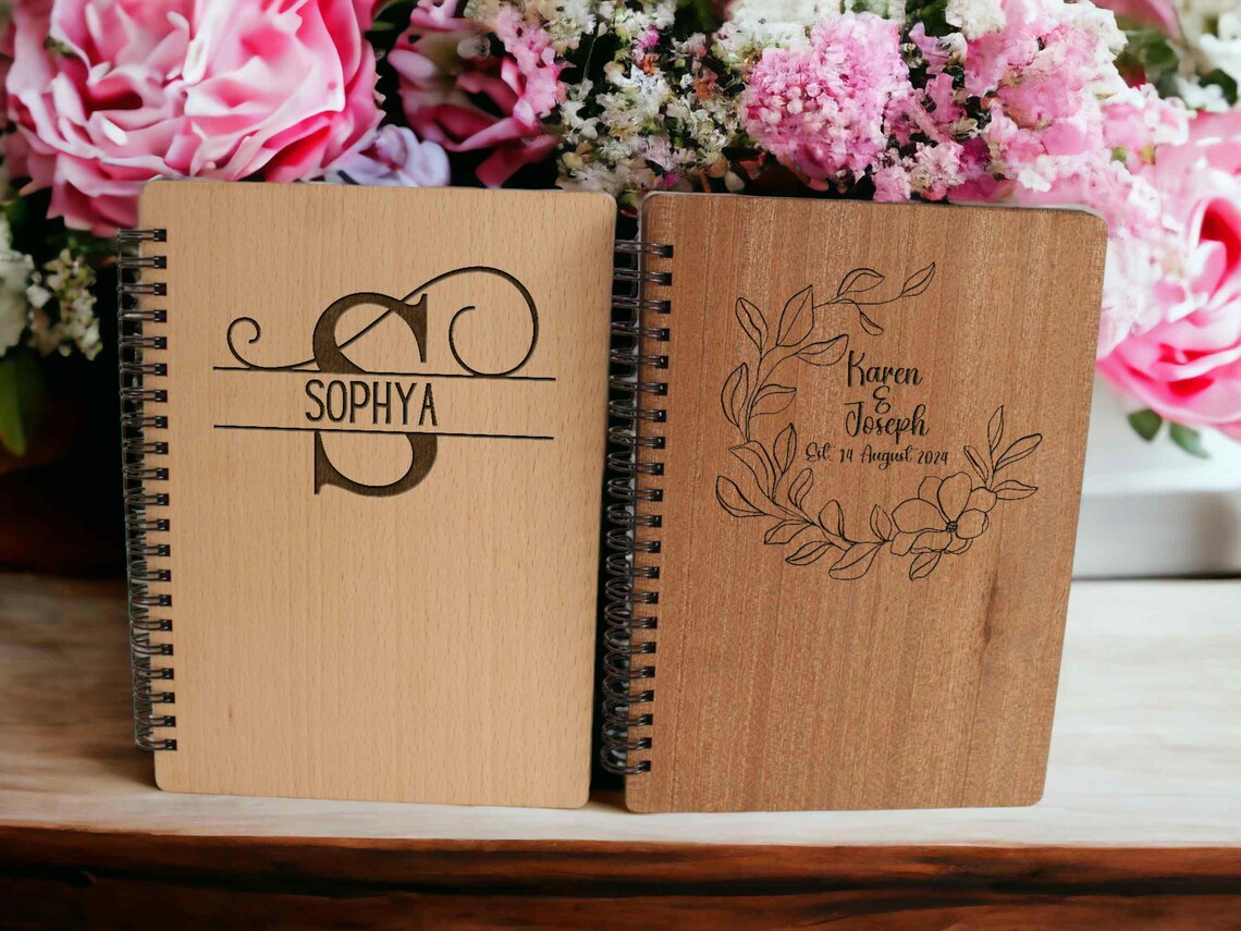 Personalized Custom Engraved Notebook Monogrammed Diary Journal for Men and Women Wood Diary with Name Gift Cambodia