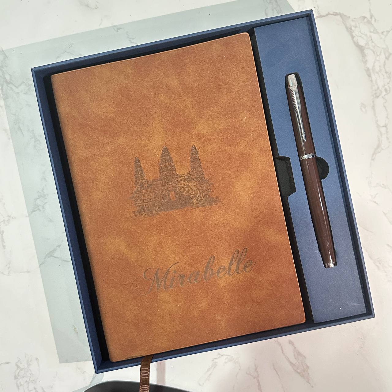 Custom logo/name/sticker notebook and pen set Cambodia