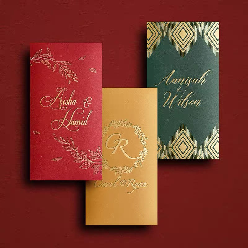 Green Printed Wedding Invitation Set, Modern Wedding Invitation with Envelope, Greenery Wedding Invitation Suite Cambodia