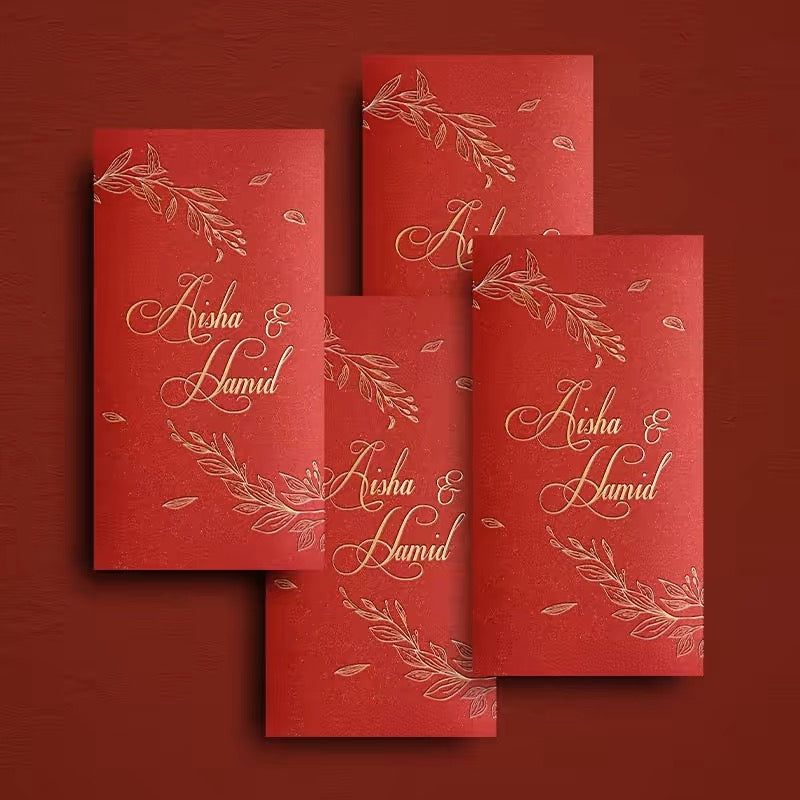Green Printed Wedding Invitation Set, Modern Wedding Invitation with Envelope, Greenery Wedding Invitation Suite Cambodia