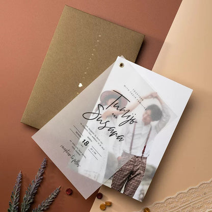 Green Printed Wedding Invitation Set, Modern Wedding Invitation with Envelope, Greenery Wedding Invitation Suite Cambodia