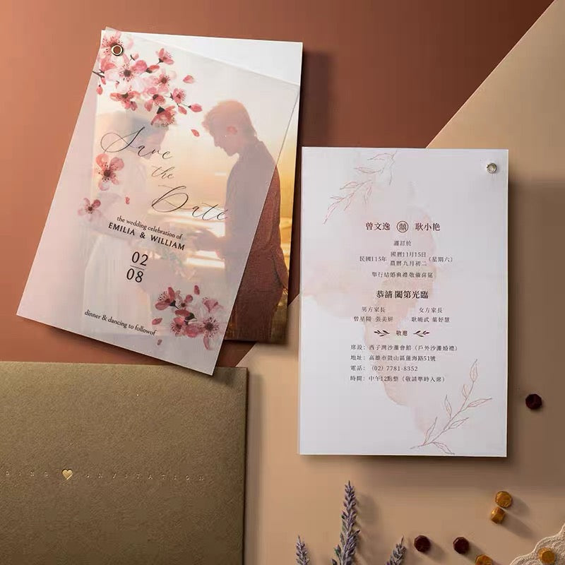 Green Printed Wedding Invitation Set, Modern Wedding Invitation with Envelope, Greenery Wedding Invitation Suite Cambodia