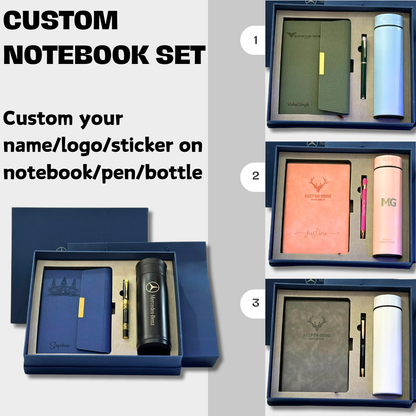 Personalized Leather Notebook Set, Custom Gift Set, Engraved Notebook, Corporate Gifts, Custom Graduation Gifts, Appreciation Gift Cambodia