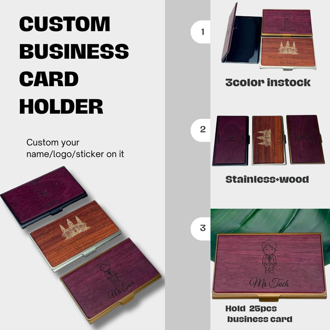 Custom logo/name business card holder Cambodia