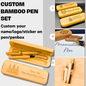 Custom logo/name/sticker bamboo pen set Cambodia