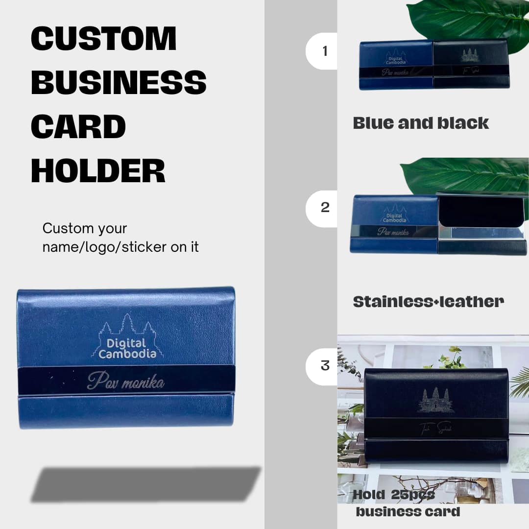Custom logo/name business card holder Cambodia