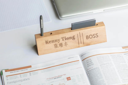 Custom your logo/name bamboo pen holder/calculator Cambodia
