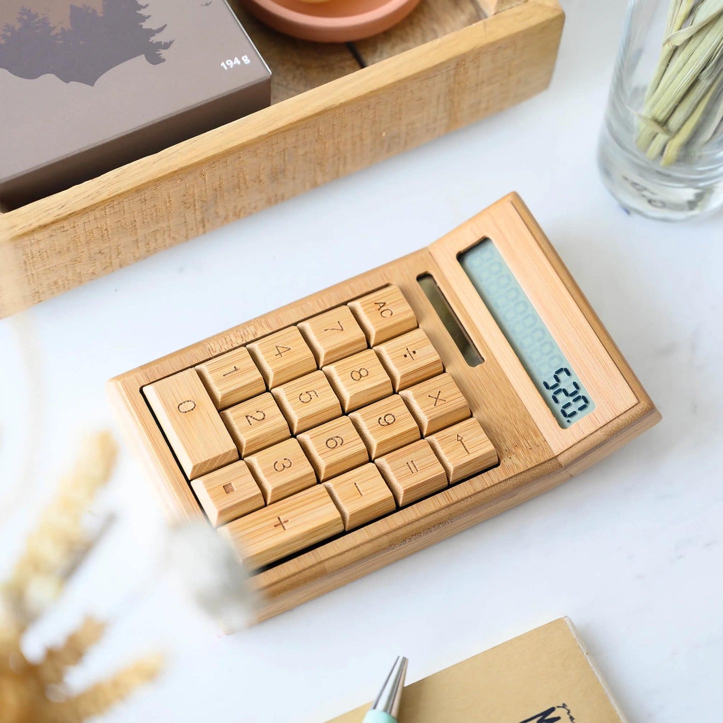 Custom your logo/name bamboo pen holder/calculator Cambodia