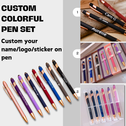 Custom logo/name/sticker colorful pen with gift box Cambodia