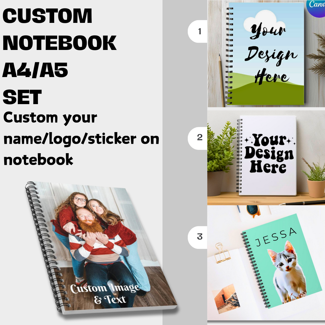 Personalized Leather Notebook Set, Custom Gift Set, Engraved Notebook, Corporate Gifts, Custom Graduation Gifts, Appreciation Gift Cambodia