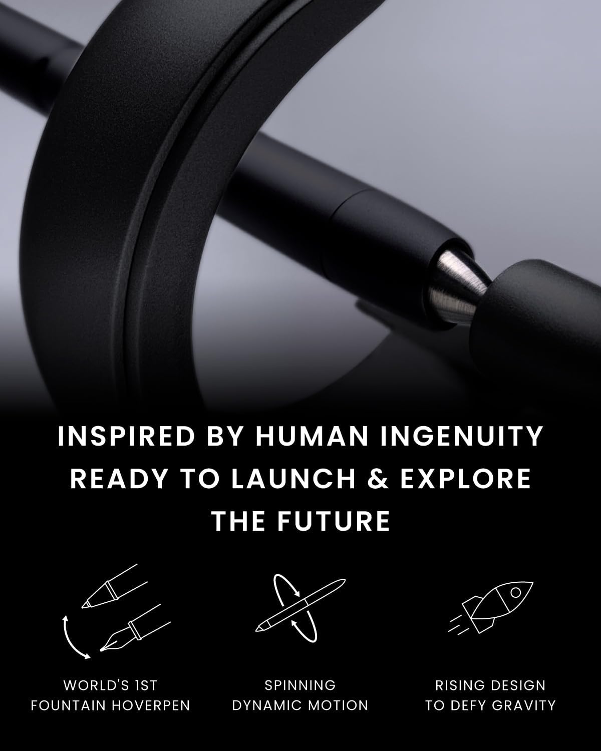 novium Hoverpen Future Edition - Fountain Pen & Rollerball Pen All-In Gift Box, Fine Nib, Futuristic Aesthetic, Metal Made Luxury Pen,  Cambodia