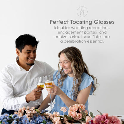 Pearhead Mr. & Mrs. Champagne Flute Set - Elegant His and Hers Wedding Toasting Glasses for Unforgettable Celebrations, Bridal Shower and Registry Idea, Tall Wine Glasses for Bride and Groom Cambodia